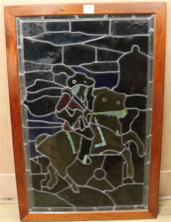 A framed stained glass window